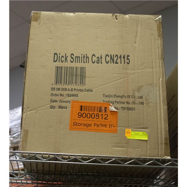 CASE OF DICK SMITH AB PRINTER CABLES 60PCS