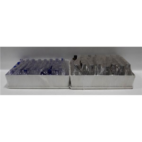 TWO FLATS OF MEDICAL BOTTLES