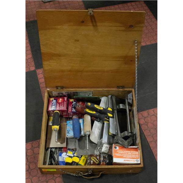 WOODEN CASED ESTATE TOOLS/HARDWARE