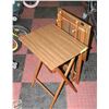 Image 1 : PAIR OF FOLDING WOOD TV TABLES+WOODEN STAND/HOLDER