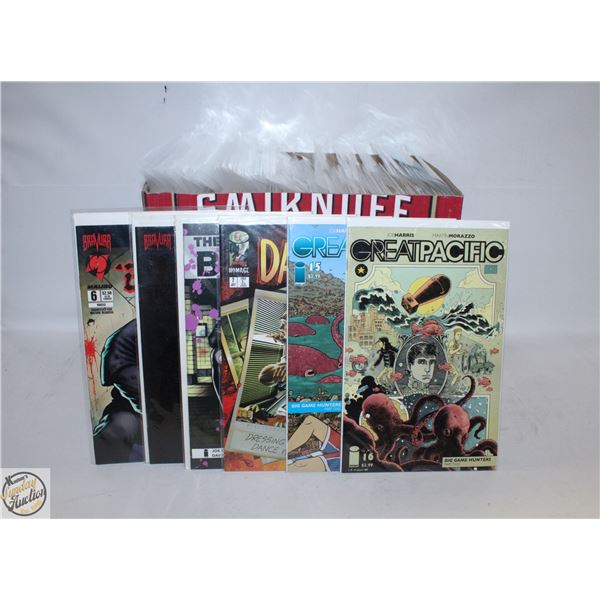 SHORT BOX W/120+ MARVEL/DC/INDIE (DARK HORSE,IMAGE