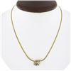 Image 1 : Italian 14k Gold .35 ctw Brilliant Diamond Cluster Center Flat Link Chain Neckla