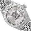 Image 1 : Rolex Ladies Stainless Steel Silver Index Dial 18K White Gold Fluted Bezel Datej