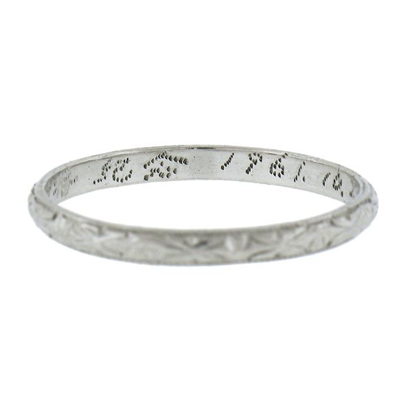 Antique Platinum 2.2mm Milgrain & Textured Work Eternity Stackable Band Ring