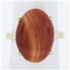 Image 7 : 14k Yellow Gold 18x13mm Oval Cabochon Orange Prong Set Agate Solitaire Ring