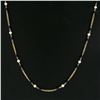 Image 1 : Vintage 18k Gold 4.8mm Pearl & Blue Enamel Bead on Textured Wheat Chain Necklace