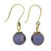 Image 1 : Classic 14k Yellow Gold 8.3mm Round Gray Tahitian Pearl Dangle Hook Earrings