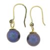Image 2 : Classic 14k Yellow Gold 8.3mm Round Gray Tahitian Pearl Dangle Hook Earrings