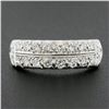 Image 2 : Vintage Platinum 1.0 ctw Dual Row Fishtail Pave Diamond Stack Wedding Band Ring