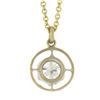 Image 2 : Antique Gold .69 ctw GIA Round Prong Diamond Solitaire Target Pendant & Chain