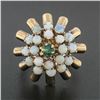 Image 2 : Antique 14k Rosy Yellow Gold 0.20 ctw Emerald Opal Open Spray Cluster Platter Ri