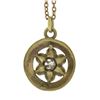 Image 2 : Antique 14k Gold 0.03 ctw Buttercup Diamond Circle Scroll Pendant w/ 18" Chain
