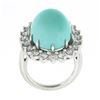 Image 8 : NEW Platinum 22.06 ctw Large Oval Cabochon Turquoise & Diamond Halo Cocktail Rin
