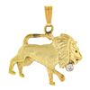 Image 1 : Vintage 14K Gold Detailed Textured Detailed Lion w/ Bezel Diamond Charm Pendant