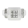Image 4 : 18k White Gold 1.04 ctw Princess & Baguette Cut Diamond Square Geometric Ring