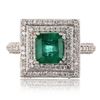 Image 1 : 1.49 ctw Emerald and 1.28 ctw Diamond 14K White Gold Ring