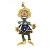 Image 8 : Estate 18K Gold Emerald & Diamond Detailed Enamel Clown Enhancer Brooch Pendant