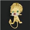 Image 2 : Vintage Ruth Satsky 18K Gold Emerald Tourmaline Diamond Textured Lion Brooch Pin