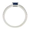 Image 7 : NEW 14K White Gold 0.62 ctw Rectangular Step Cut Sapphire Solitaire & Diamond Ri