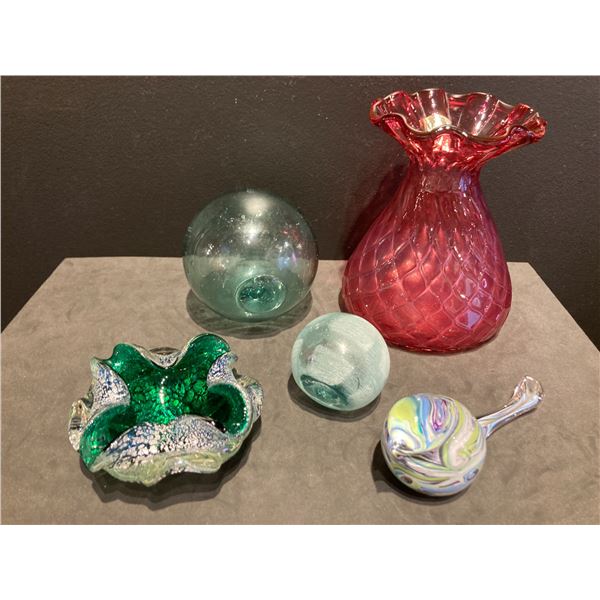 Vintage Japanese Glass Fishing Float with Misc