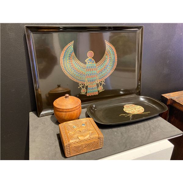 Vintage Couroc Trays with Hand Made Wood Boxes