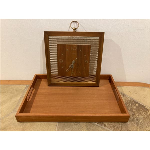 MCM Teak Tray and Clock
