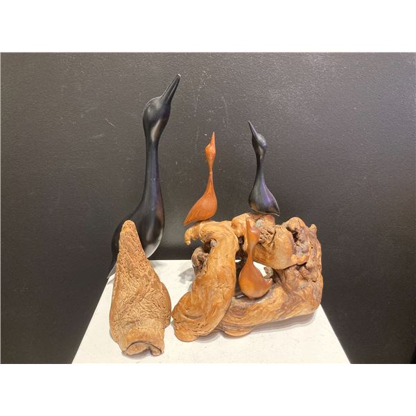 Two Cormorant Bird Sculptures