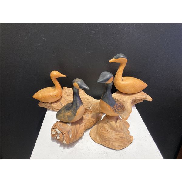 Three Hand Carved Bird Sculptures