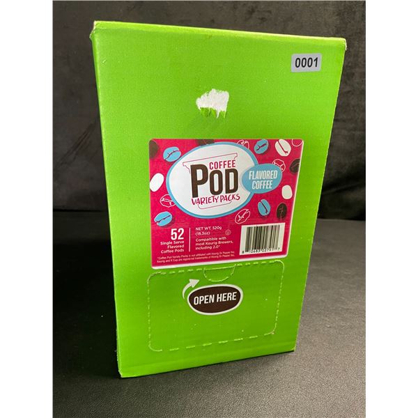 1 Box of 52 Coffee Pods Variety Pack - Flavoured Coffee (52 Single Serve Keurig K-Cups) - New