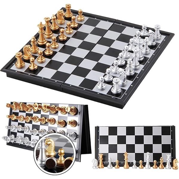 1 Travel Magnetic Chess Playing Set - Foldable Design, 12.6" Size - Brand New