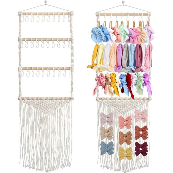 2 Wall-Hanging Macrame Girls Headband/Hair Bow/Accessories Organizers - Brand New