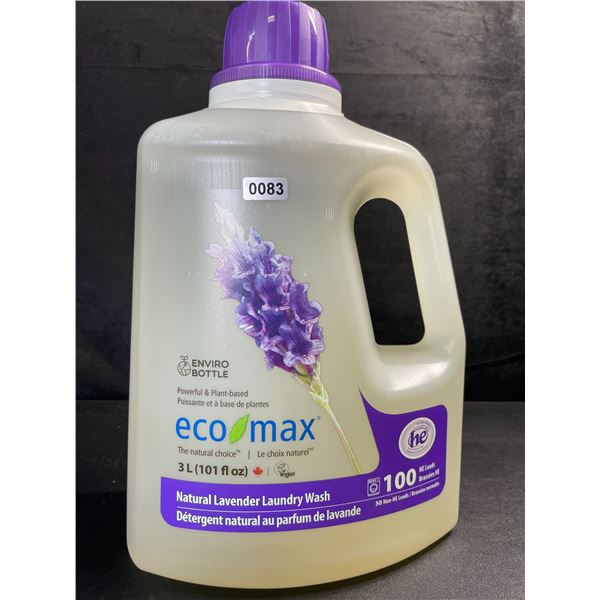 1 Jug of Eco Max Powerful & Plant-Based Natural Lavender Laundry Wash - 3L/100 Loads - New