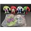 Image 3 : 2 Packs of Hulk Figurines/Hulk Toys; 4 Per Pack/8 Total (5" Size) - New