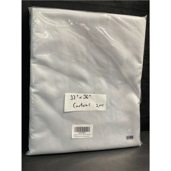 2-Pack of White Blackout Curtains for Small Windows (32" W x 36" L) - New