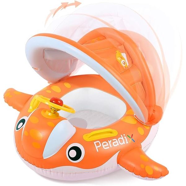 1 Peradix Inflatable Baby Pool Float with Canopy - Baby Swim Ring w/ Sun Shade - New in Box