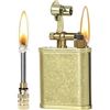 Image 1 : 1 Refillable Vintage Brass Trench Lighter w/ Permanent Match - Brand New