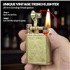 Image 5 : 1 Refillable Vintage Brass Trench Lighter w/ Permanent Match - Brand New