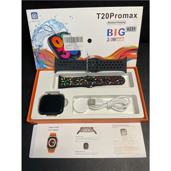1 T20 Pro Max Smart Watch w/ 2.1" Amoled Display; Bluetooth Watch/Activity Tracker - New