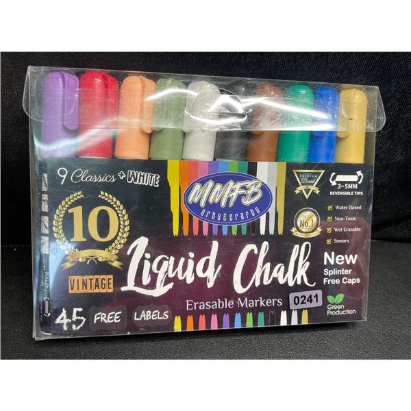 1 Pack of Arts & Crafts Liquid Chalk Erasable Markers - 10 Colours - New