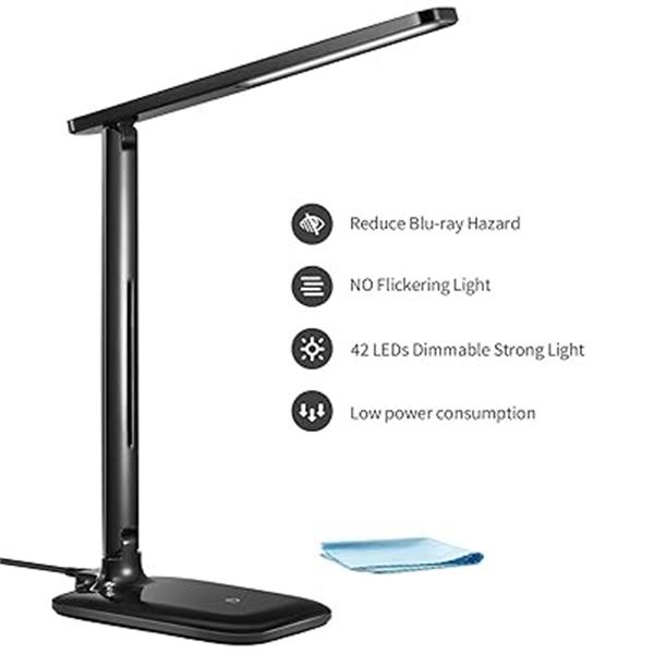 1 Topelek LED Desk Lamp/Table Lamp with Touch-Sensitive Control - Black - New