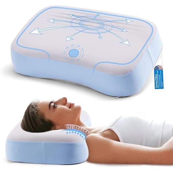 1 DVZV Ergonomic Cooling Pillow for Neck Pain Relief; High-Density Breathable Pillow - New in Box!