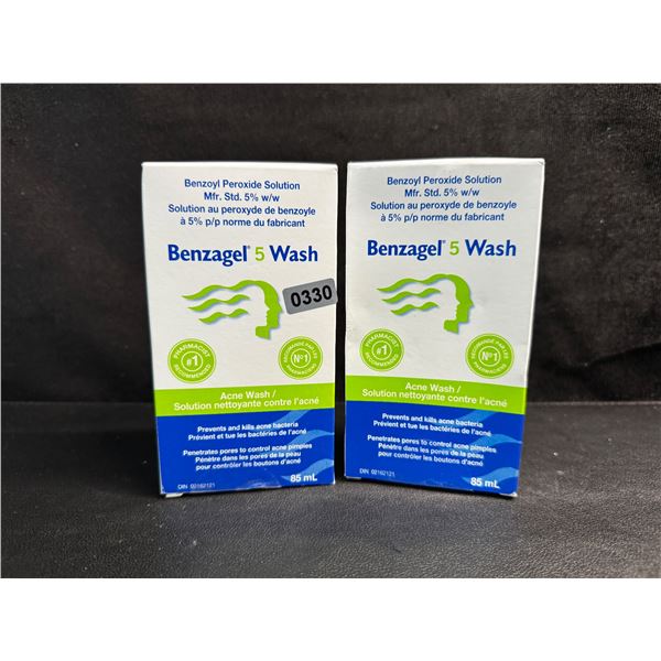 2 Boxes of Benzagel 5 Peroxide Solution Acne Wash - New