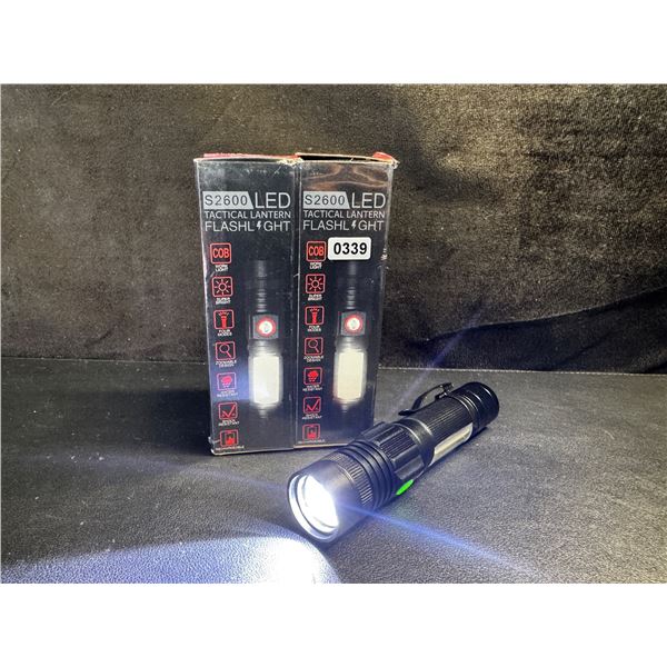 1 2-Pack of S2600 Rechargeable LED Tactical Flashlights with Strobe - New