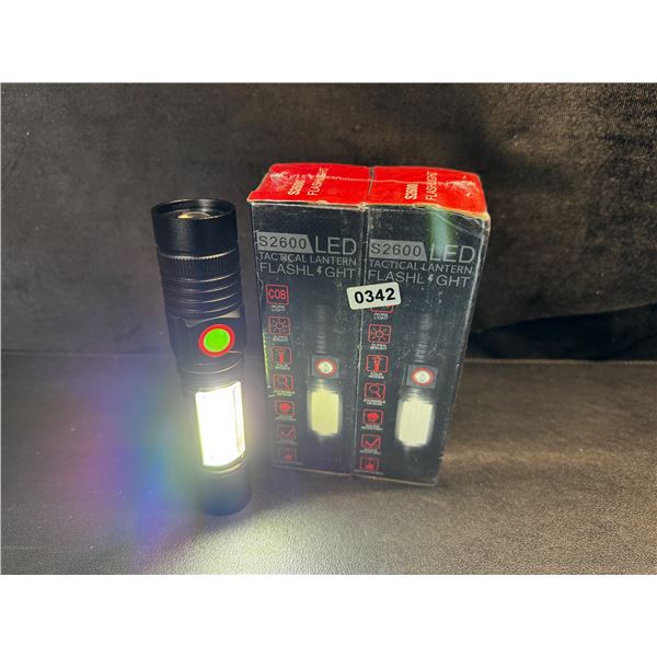 1 2-Pack of S2600 Rechargeable LED Tactical Flashlights with Strobe - New