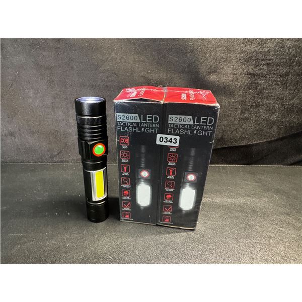 1 2-Pack of S2600 Rechargeable LED Tactical Flashlights with Strobe - New