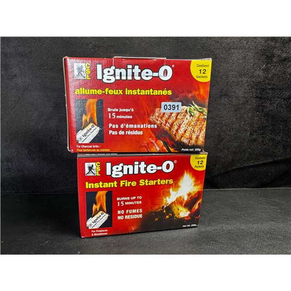 2 Boxes of Ignite-O Instant Fire Starters for Fireplaces/Grills/Camping and More - New