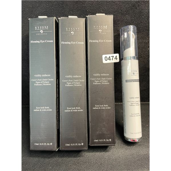 3 Boxes of Kleem Organics Firming Eye Creams (15ml) Reduces Puffiness/Dark Spots/Wrinkles - New