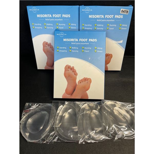3 Boxes of Misorita Foot Pads; Ball of Foot Cushions for Foot Pain Relief (8 Per Box) - New