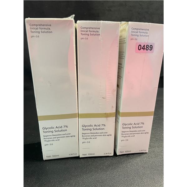3 Glycolic Acid 7% Toning Solution (100ml); Improves Blemishes/Acne & Reduces Skin Aging - New