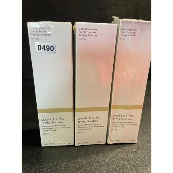 3 Glycolic Acid 7% Toning Solution (100ml); Improves Blemishes/Acne & Reduces Skin Aging - New
